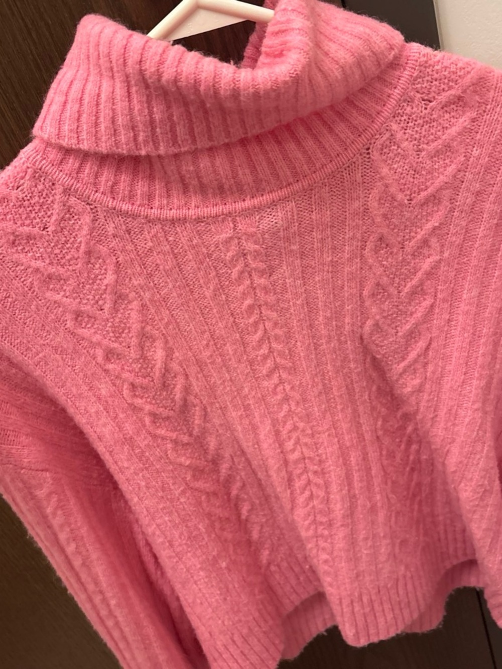H&M Pink Cable-Knit Turtleneck Sweater